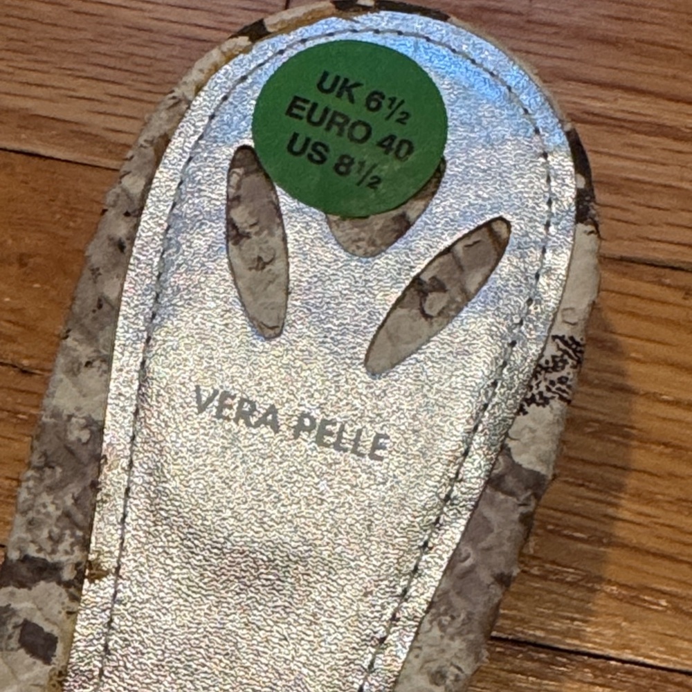 Vera Pelle Snakeskin Pattern Small Heel Strappy Sandals - Size 8.5 - Picture 4 of 7